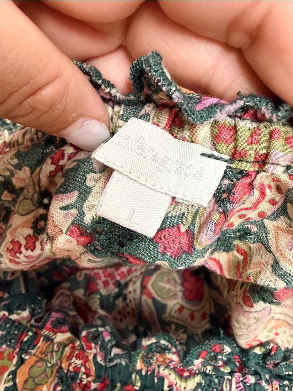 Paisley Floral Eyelet Peasant Blouse - Picture 2 of 6